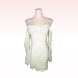 Nwt EMORY PARK ivory ruched long sleeve dress (Sz M)